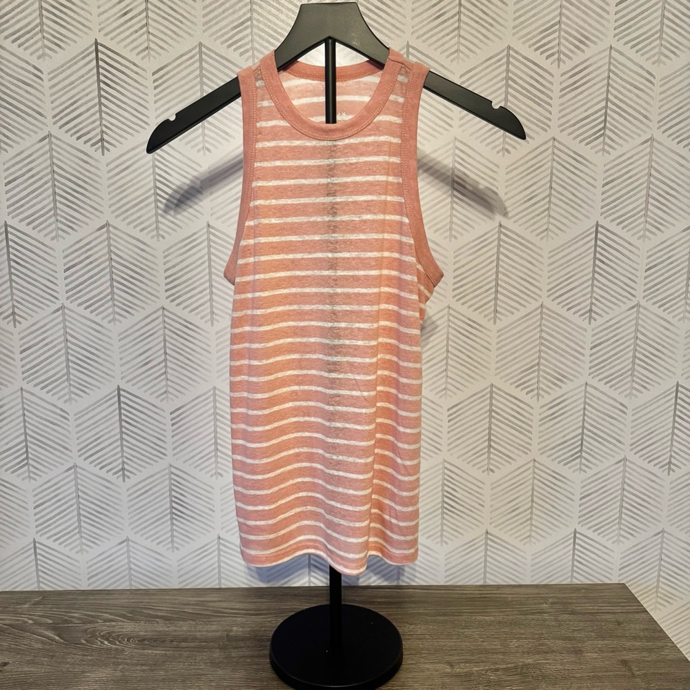 LIKE NEW A New Day Women’s Striped Pink and White Sleeveless Tank Top